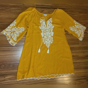 3/4 sleeve boho embroidered dress